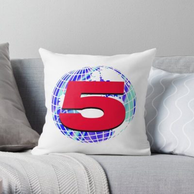 Channel 5 Logo Pearlescent Throw Pillow RB2405 product Offical Channel 5 Merch