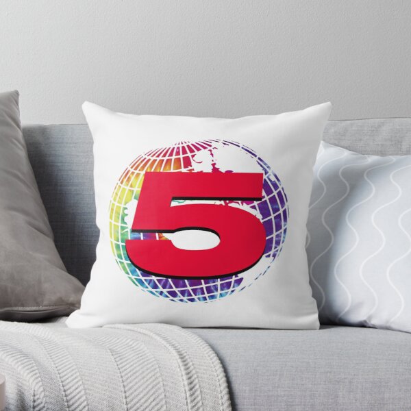 Channel 5 Logo Rainbow Throw Pillow RB2405 product Offical Channel 5 Merch