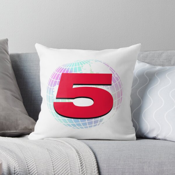 Channel 5 Logo Bubblegum Throw Pillow RB2405 product Offical Channel 5 Merch